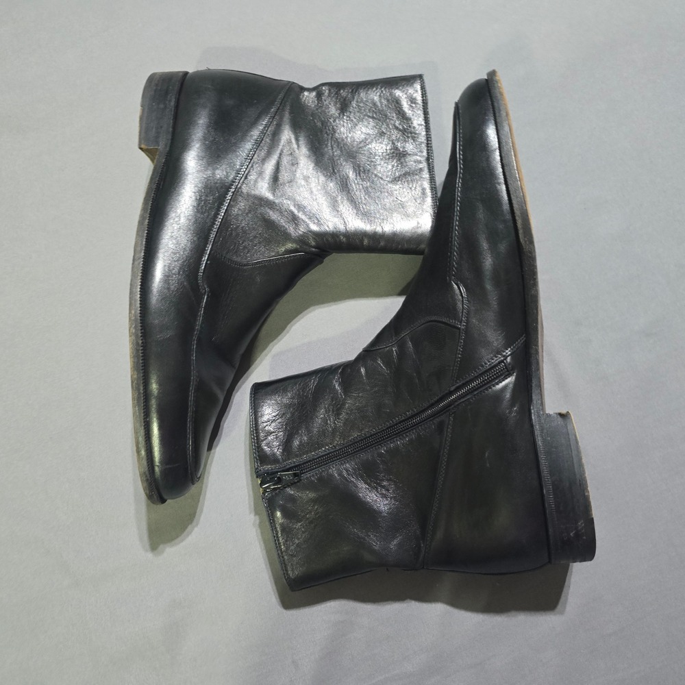 Florsheim Royal Imperial Boots Mens 12D Black Leather Side Zip Italy 96155